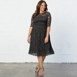 Kiyonna Luna Lace Cocktail Midi Dress